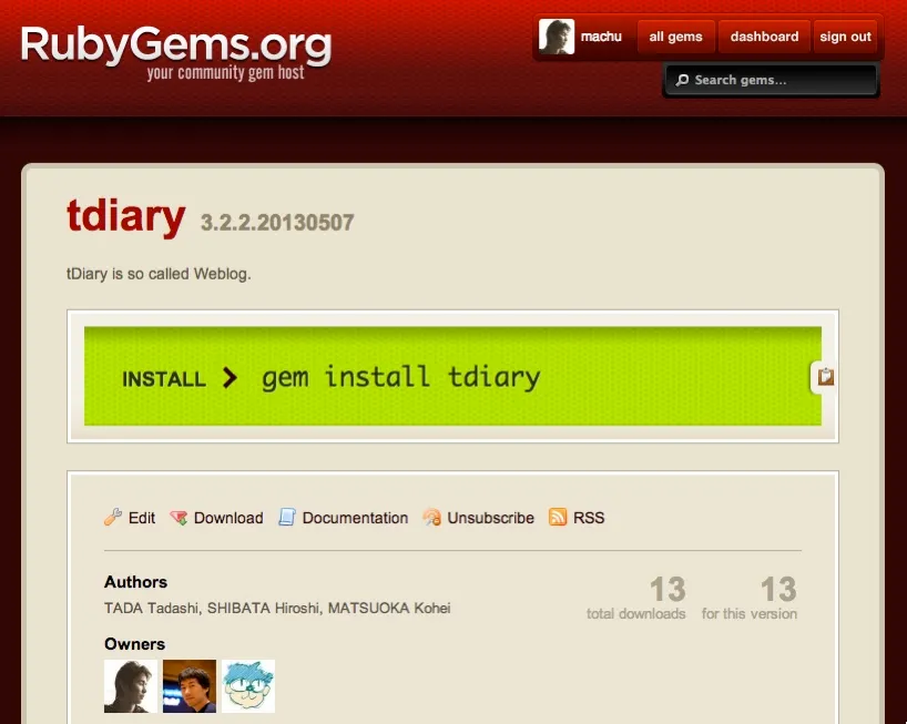 tDiary gem tDiary gem